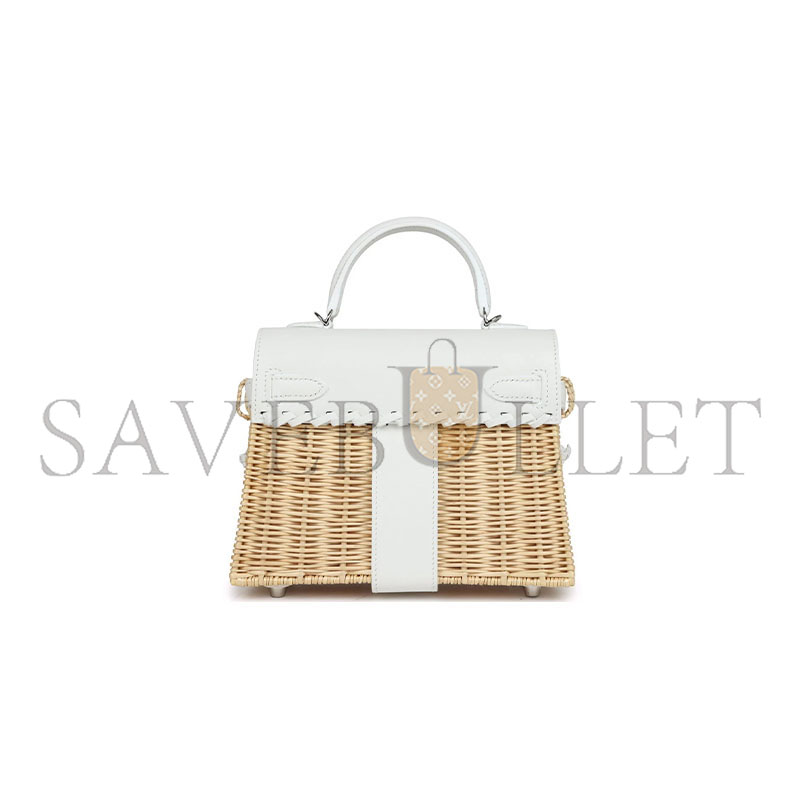 HERMÈS MASTER MINI PICNIC KELLY 20 WHITE SWIFT PALLADIUM HARDWARE (20*14*8cm)